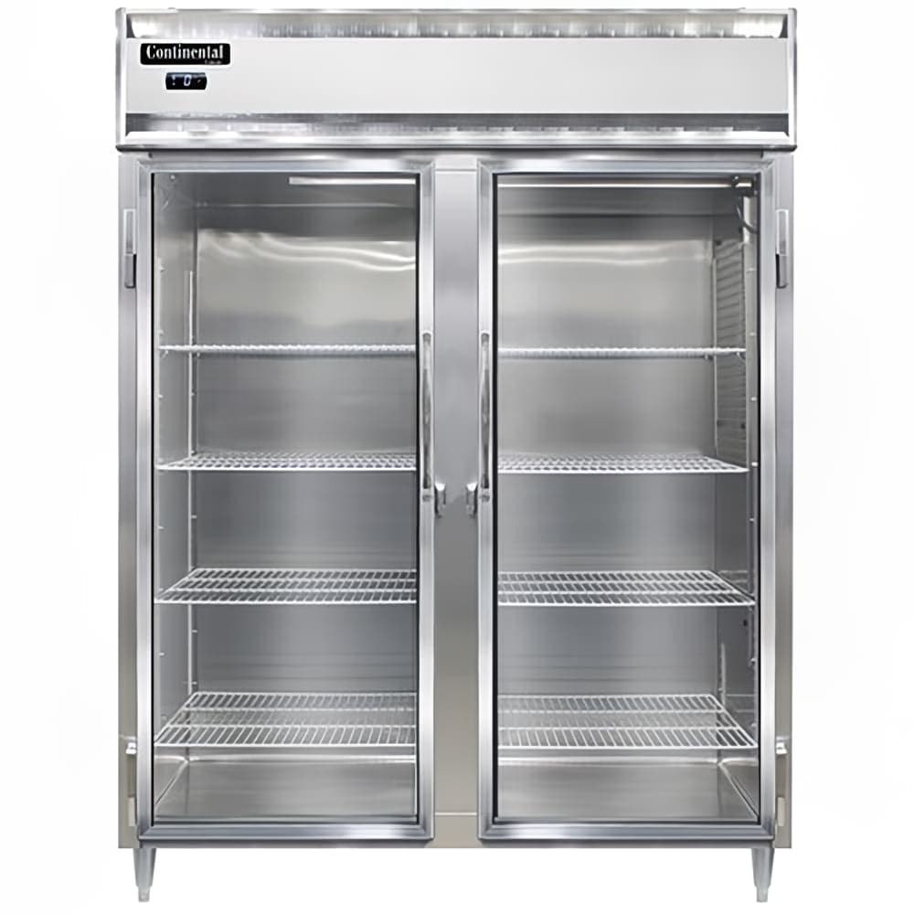 Continental D2FENSAGD 57" Designer Line Two Section Reach In Freezer, (2) Left/Right Hinge Glass Doors, 115v