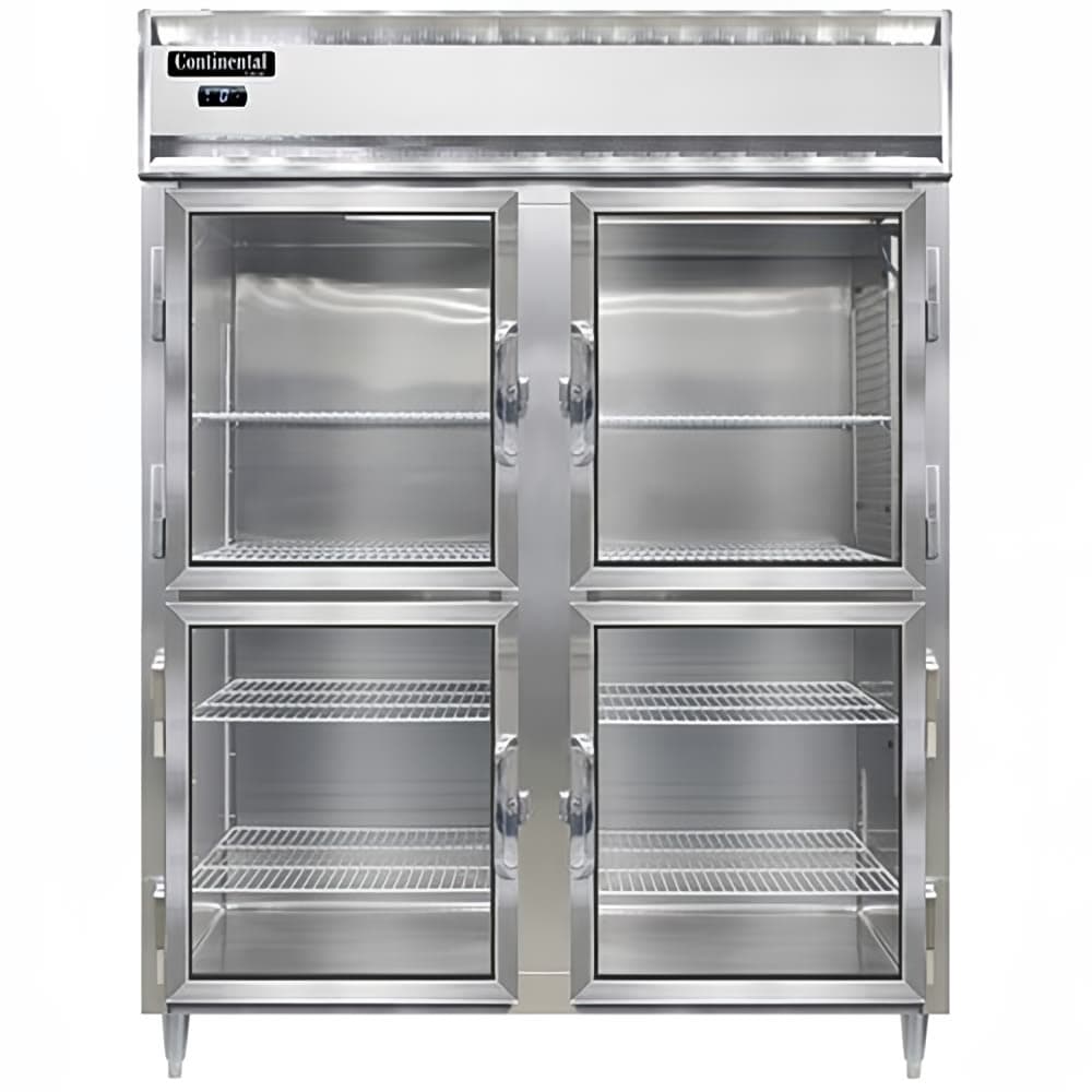 Continental D2FENSAGDHD 57" Designer Line Two Section Reach In Freezer, (4) Left/Right Hinge Glass Doors, 115v