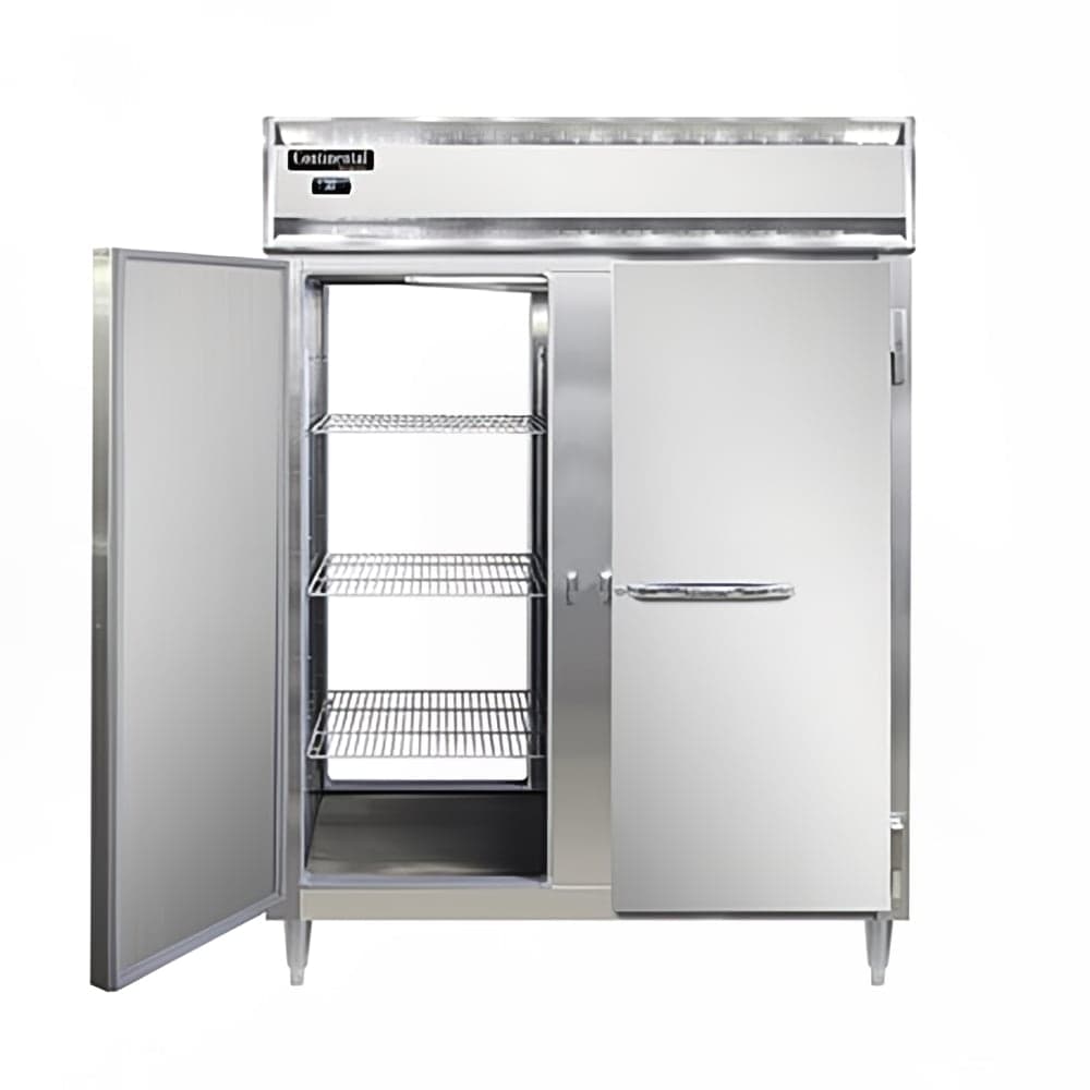 Continental D2FENSAPT 57" Designer Line Two Section Pass Thru Freezer, (4) Left/Right Hinge Solid Doors, 115v
