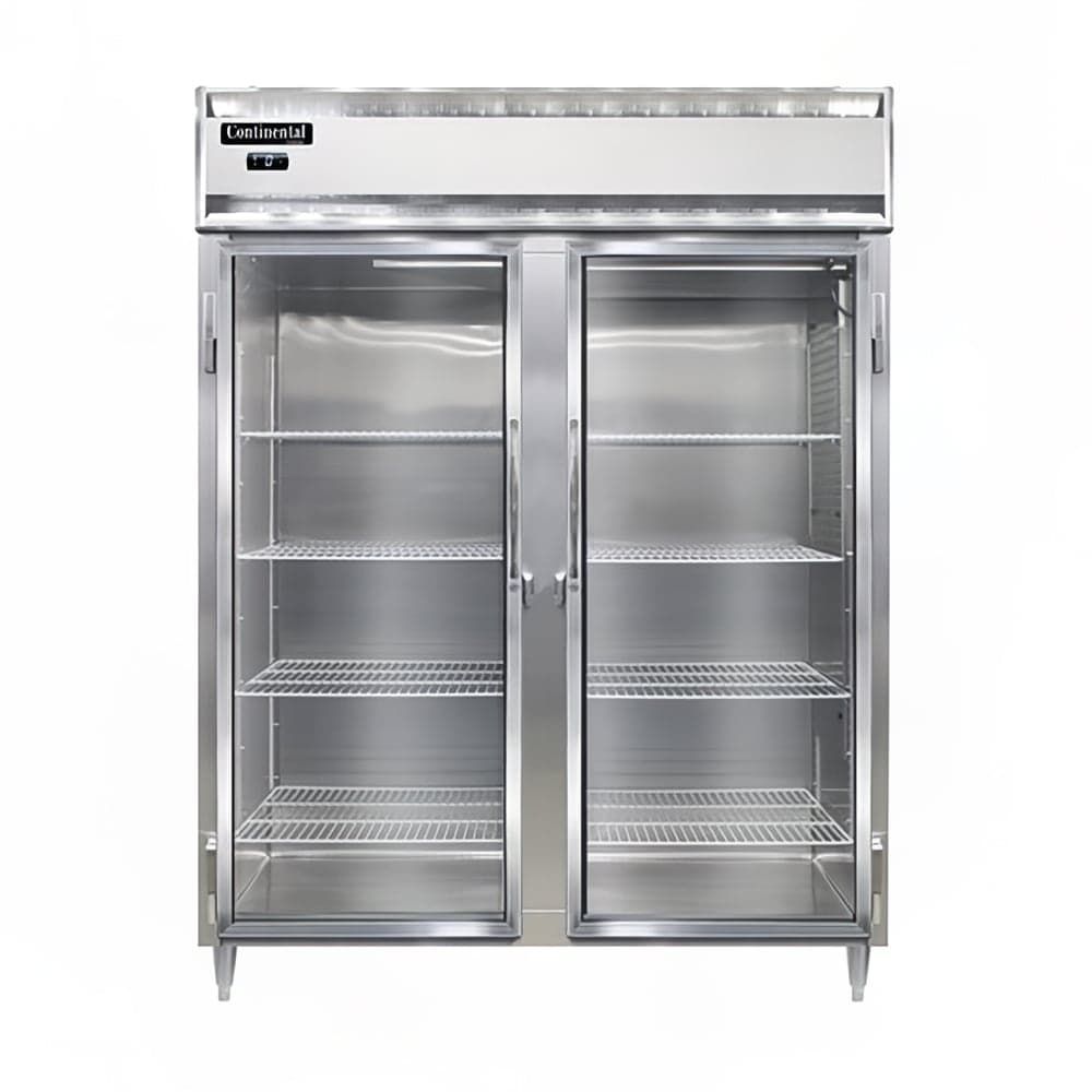 Continental D2FENSSGD 57" Designer Line Two Section Reach In Freezer, (2) Left/Right Hinge Glass Doors, 115v