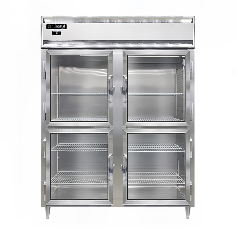 Continental D2FENSSGDHD 57" Designer Line Two Section Reach In Freezer, (4) Left/Right Hinge Glass Doors, 115v