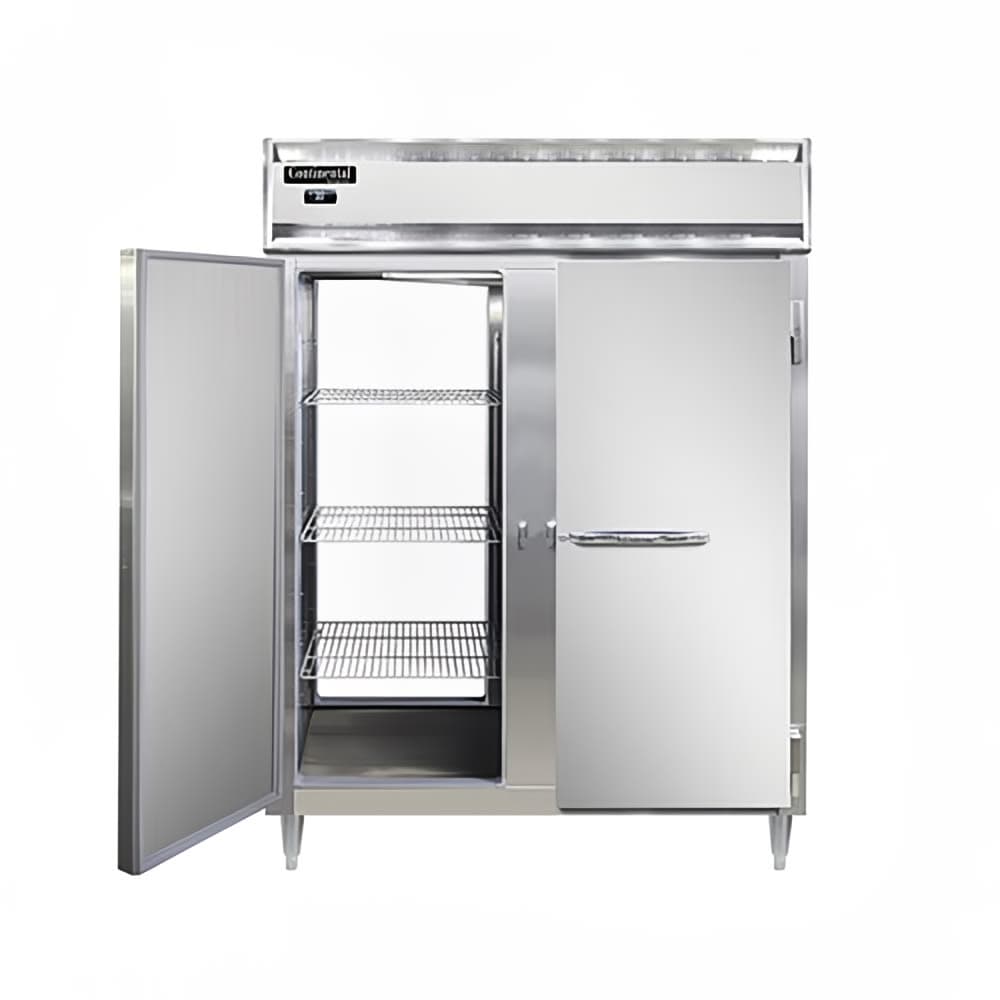 Continental D2FENSSPT 57" Designer Line Two Section Pass Thru Freezer, (4) Left/Right Hinge Solid Doors, 115v