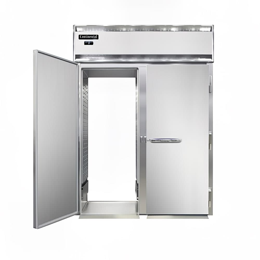 Continental D2FINSSRT 68 1/2" Designer Line Two Section Roll Thru Freezer, (4) Left/Right Hinge Solid Doors, 115/208-230v