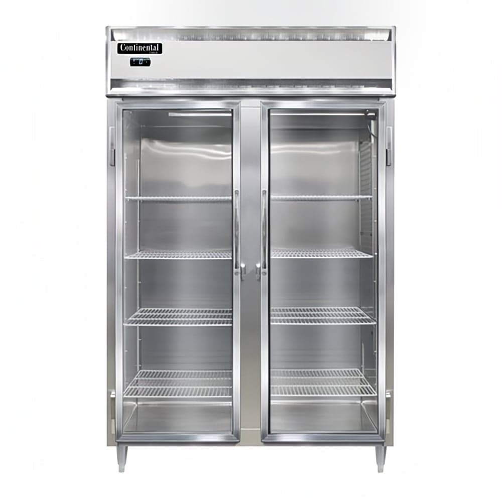 Continental D2FNGD 52" Designer Line Two Section Reach In Freezer, (2) Left/Right Hinge Glass Doors, 115v