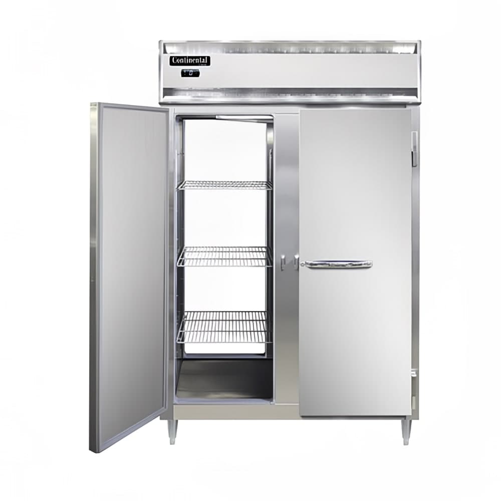 Continental D2FNPT 52" Designer Line Two Section Pass Thru Freezer, (4) Left/Right Hinge Solid Doors, 115v