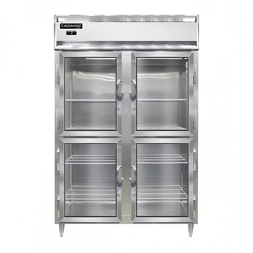 Continental D2FNSAGDHD 52" Designer Line Two Section Reach In Freezer, (4) Left/Right Hinge Glass Doors, 115v