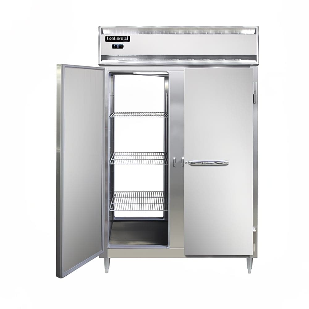 Continental D2FNSAPT 52" Designer Line Two Section Pass Thru Freezer, (4) Left/Right Hinge Solid Doors, 115v