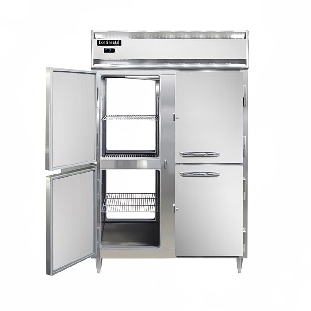 Continental D2FNSAPTHD 52" Designer Line Two Section Pass Thru Freezer, (8) Left/Right Hinge Solid Doors, 115v