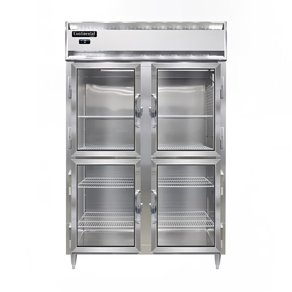 Continental D2FNSSGDHD 52" Designer Line Two Section Reach In Freezer, (4) Left/Right Hinge Glass Doors, 115v