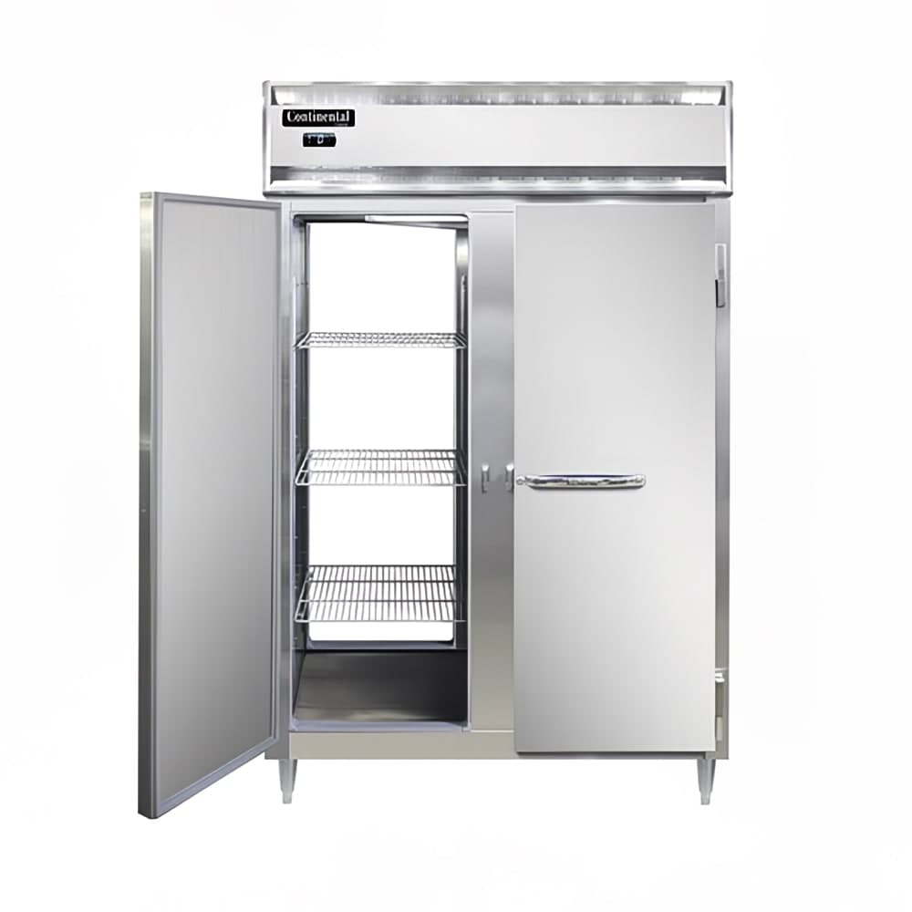 Continental D2FNSSPT 52" Designer Line Two Section Pass Thru Freezer, (4) Left/Right Hinge Solid Doors, 115v