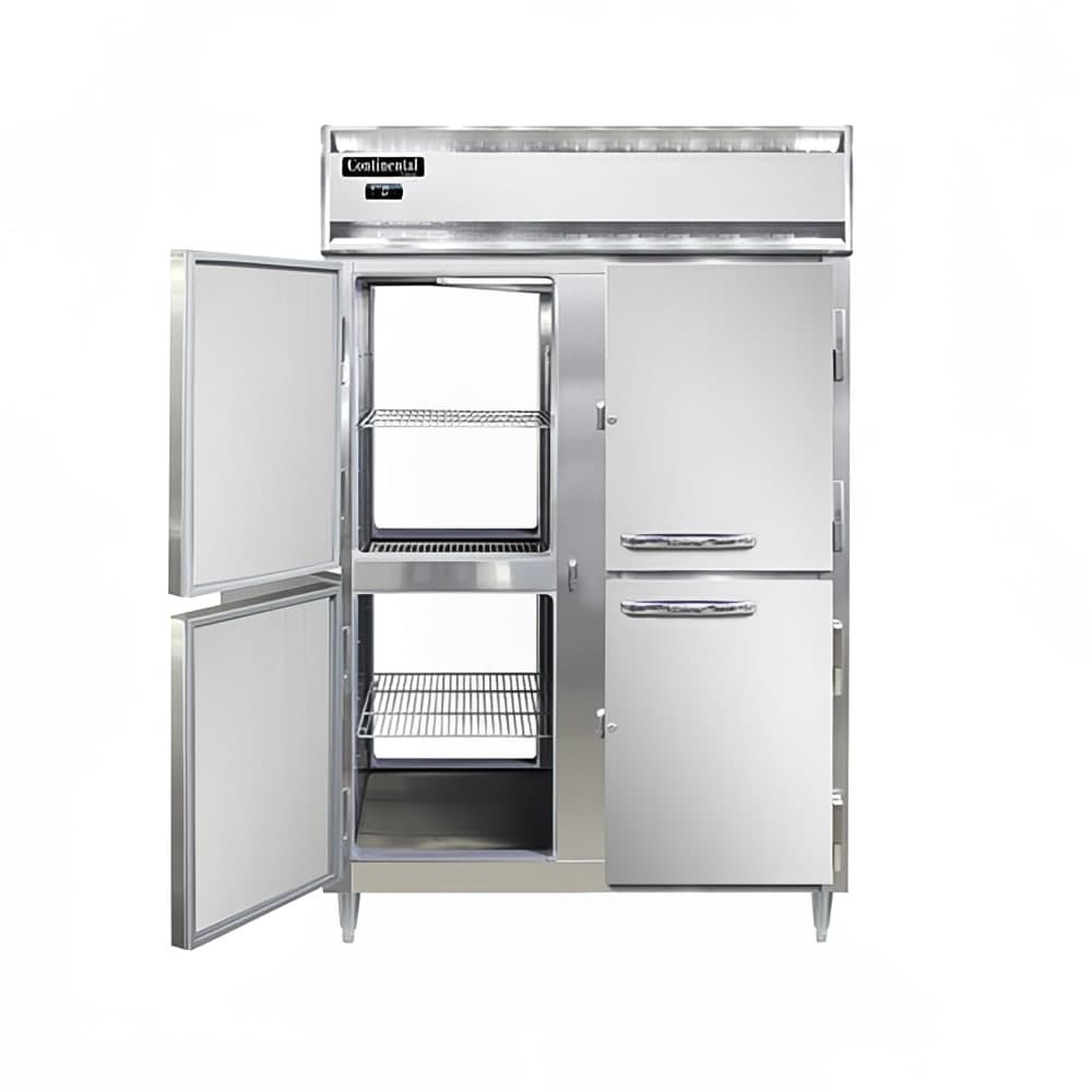 Continental D2FNSSPTHD 52" Designer Line Two Section Pass Thru Freezer, (8) Left/Right Hinge Solid Doors, 115v
