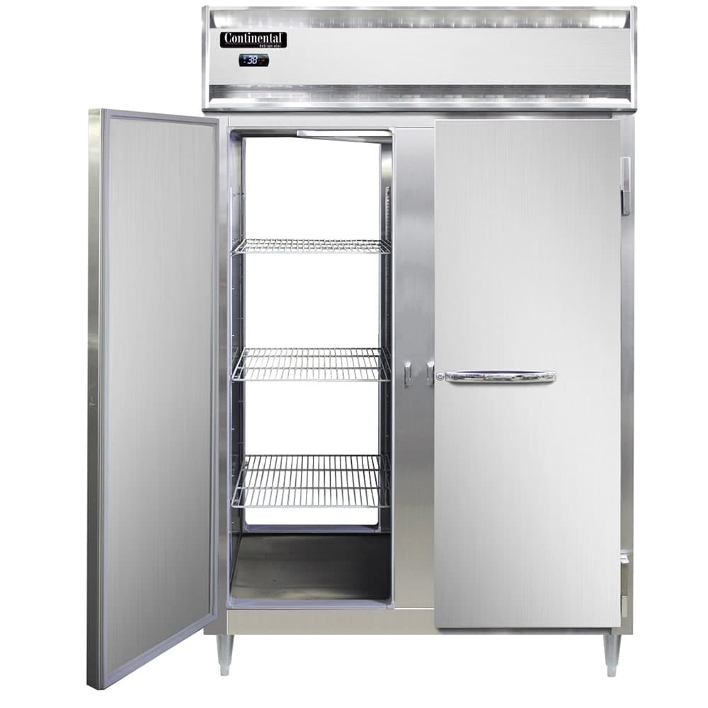 Continental D2RNPT 52" Two Section Pass Thru Refrigerator, (4) Left/Right Hinge Solid Doors, Top Compressor, 115v