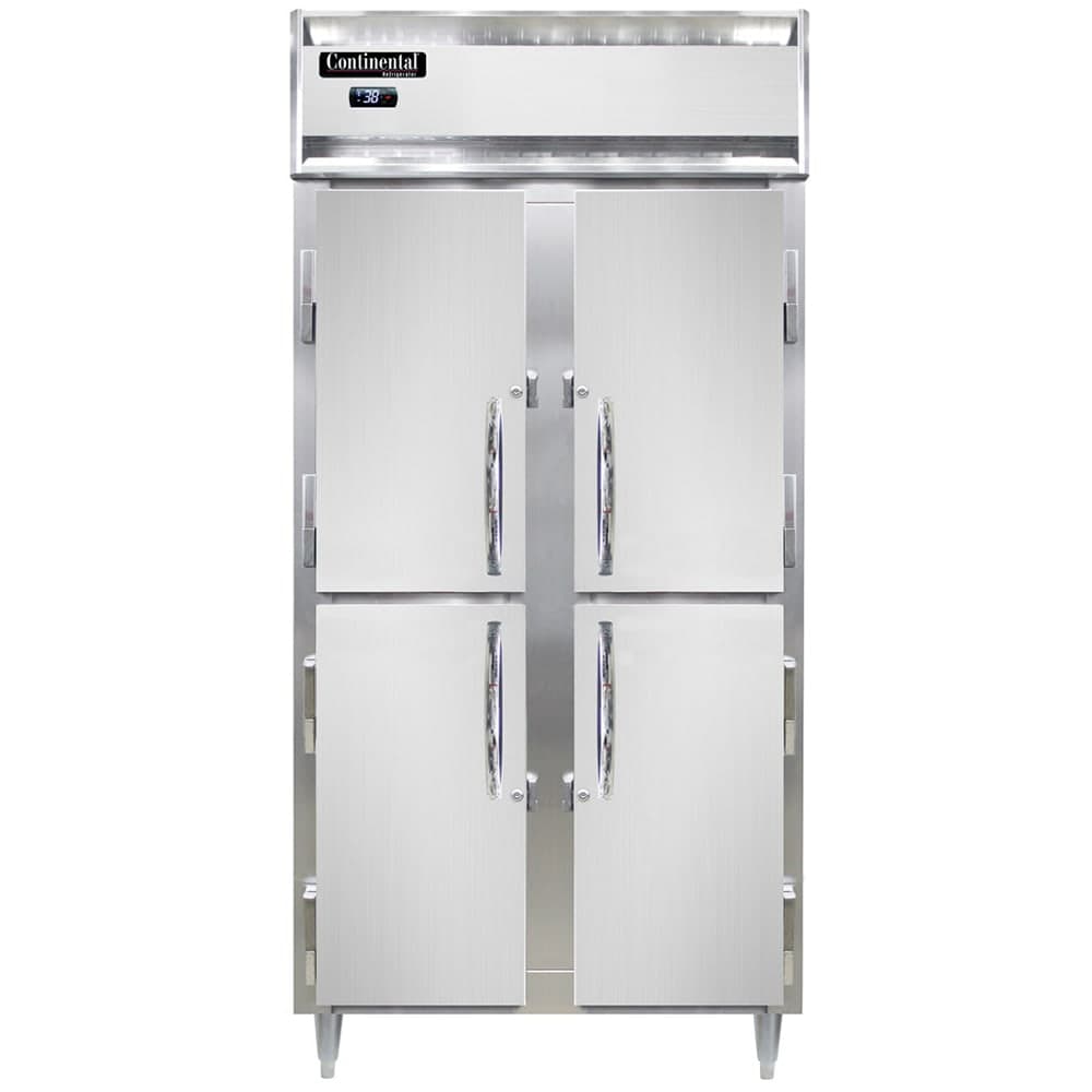 Continental D2RSENHD 36 1/4" Two Section Reach In Refrigerator, (4) Left/Right Hinge Solid Doors, Top Compressor, 115v
