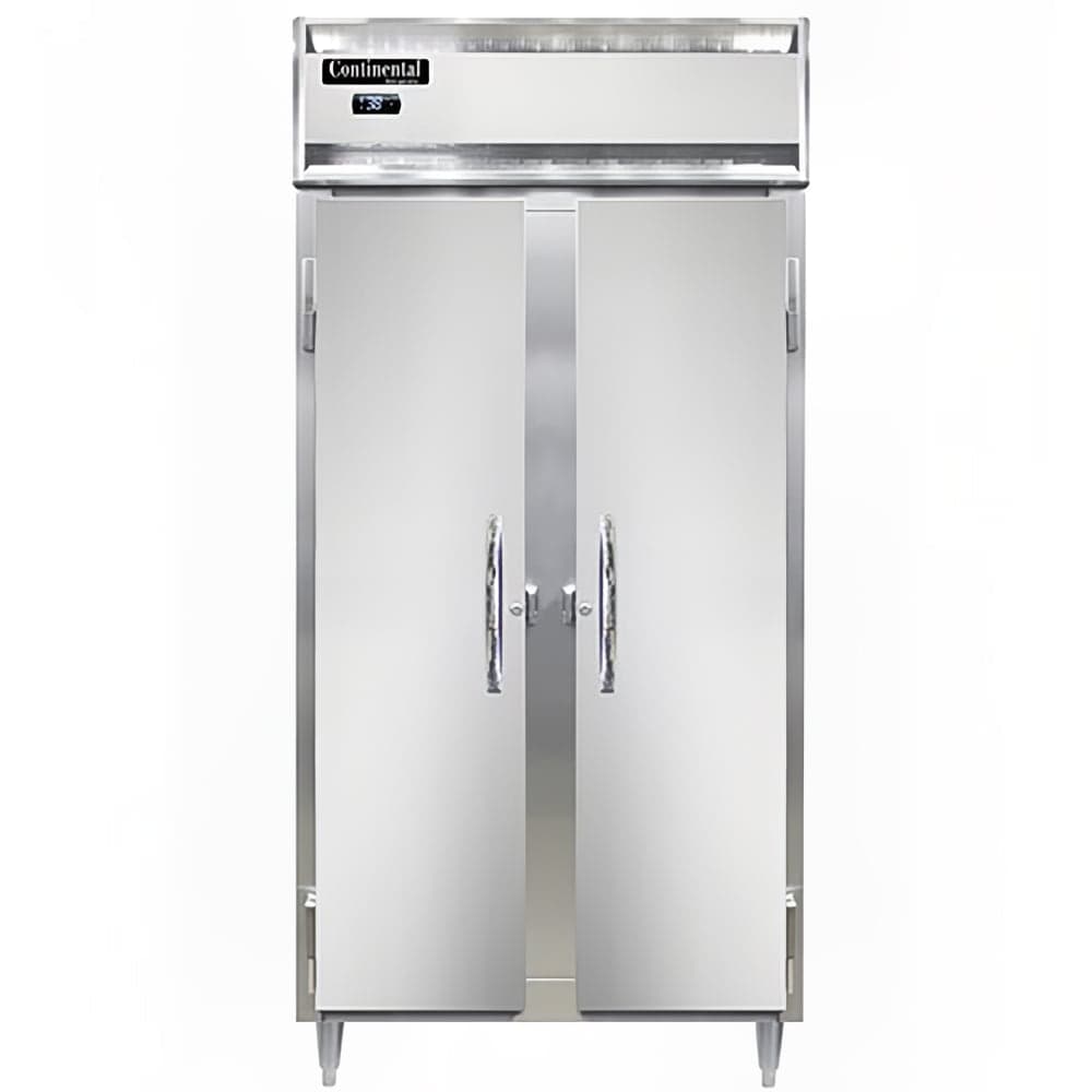 Continental D2RSENSA 36 1/4" Two Section Reach In Refrigerator, (2) Left/Right Hinge Solid Doors, Top Compressor, 115v