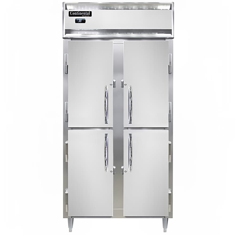 Continental D2RSENSSHD 36 1/4" Two Section Reach In Refrigerator, (4) Left/Right Hinge Solid Doors, Top Compressor, 115v