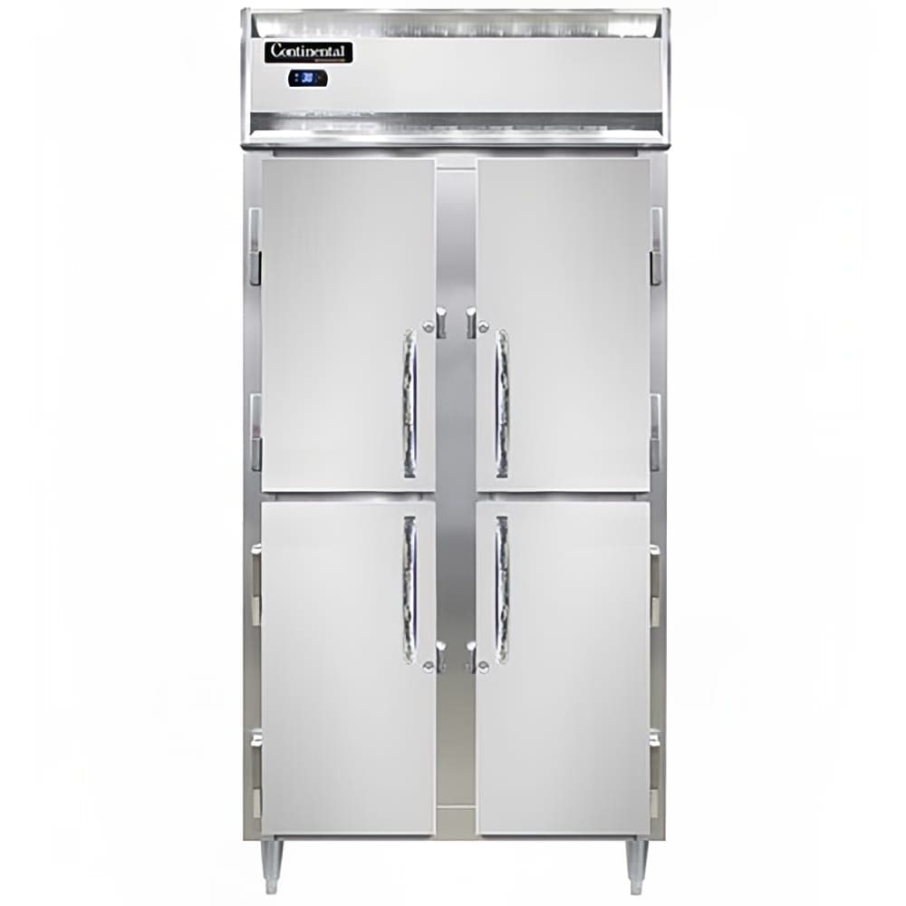 Continental D2RSESNHD 36 1/4" Two Section Reach In Refrigerator, (4) Left/Right Hinge Solid Doors, Top Compressor, 115v