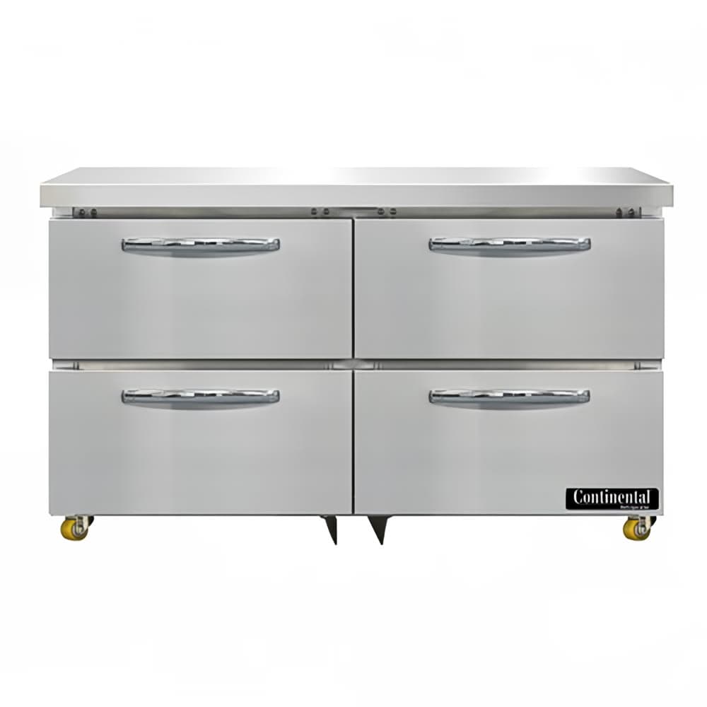 Continental D48N-U-D 48" W Undercounter Refrigerator w/ (2) Sections & (4) Drawers, 115v