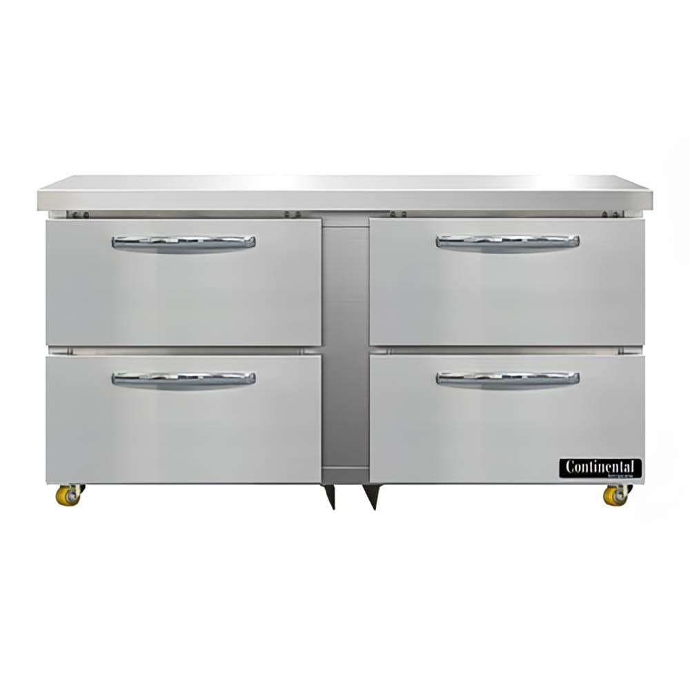 Continental D60N-U-D 60" W Undercounter Refrigerator w/ (2) Sections & (4) Drawers, 115v