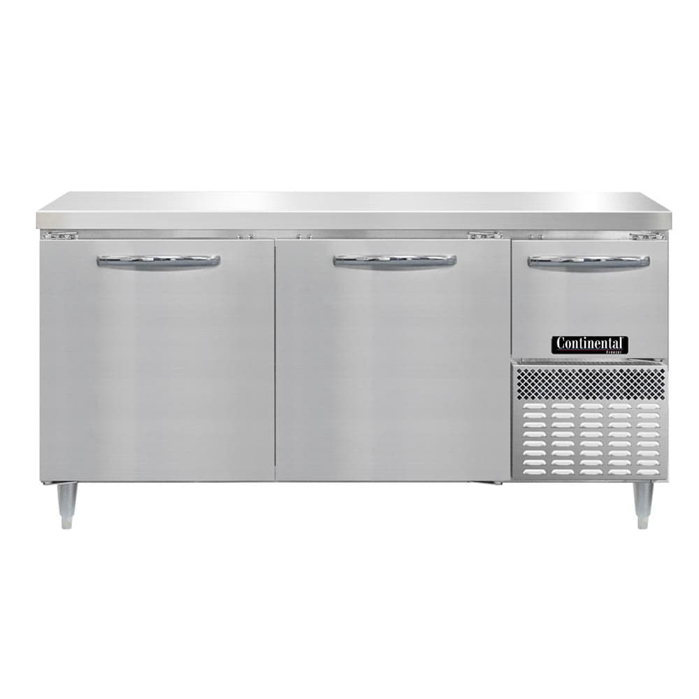 Continental DFA68NSS 68" W Worktop Freezer w/ (2) Sections & (2) Doors, 115v