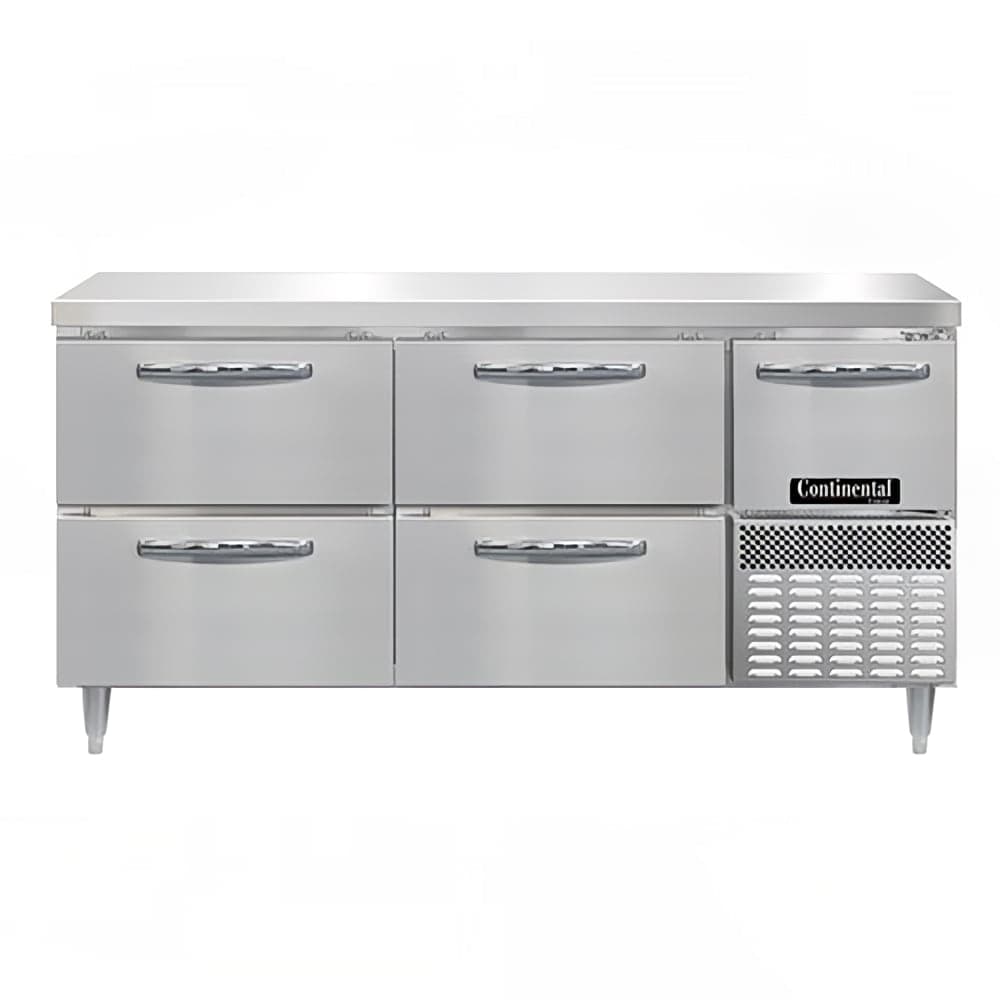 Continental DFA68NSS-D 68" W Worktop Freezer w/ (2) Sections, (1) Door, (2) Drawers, 115v