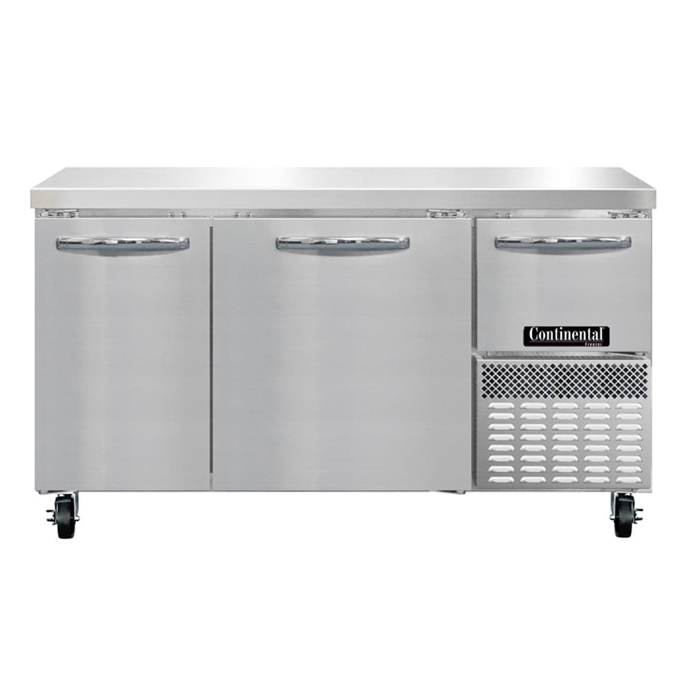 Continental FA60N 60" W Worktop Freezer w/ (3) Sections & (3) Doors, 115v