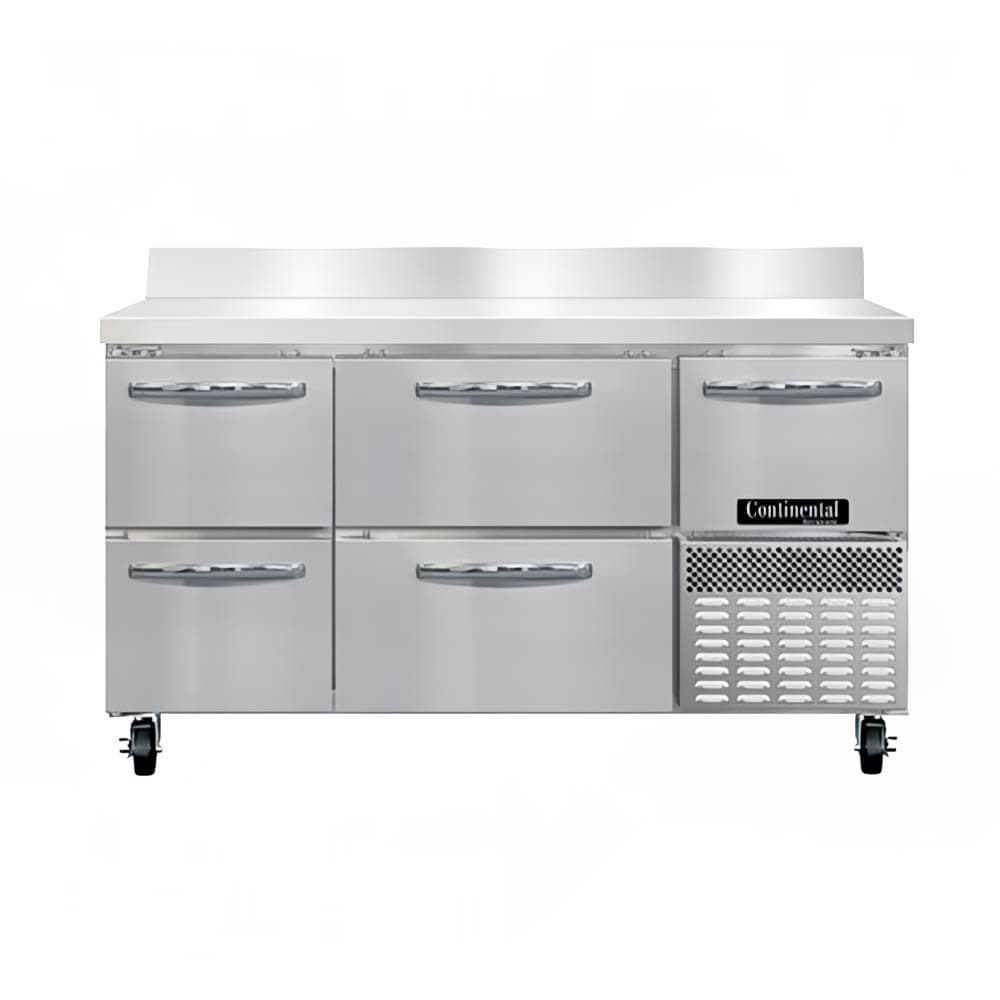 Continental FA60NBS-D 60" W Worktop Freezer w/ (3) Sections, (1) Door, (4) Drawers, 115v