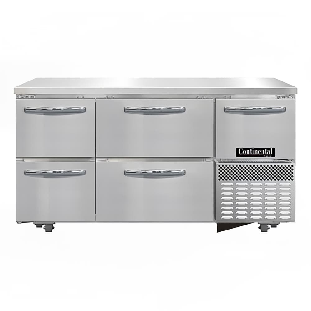 Continental FA60N-U-D 60" W Undercounter Freezer w/ (3) Sections, (1) Door, (4) Drawers, 115v