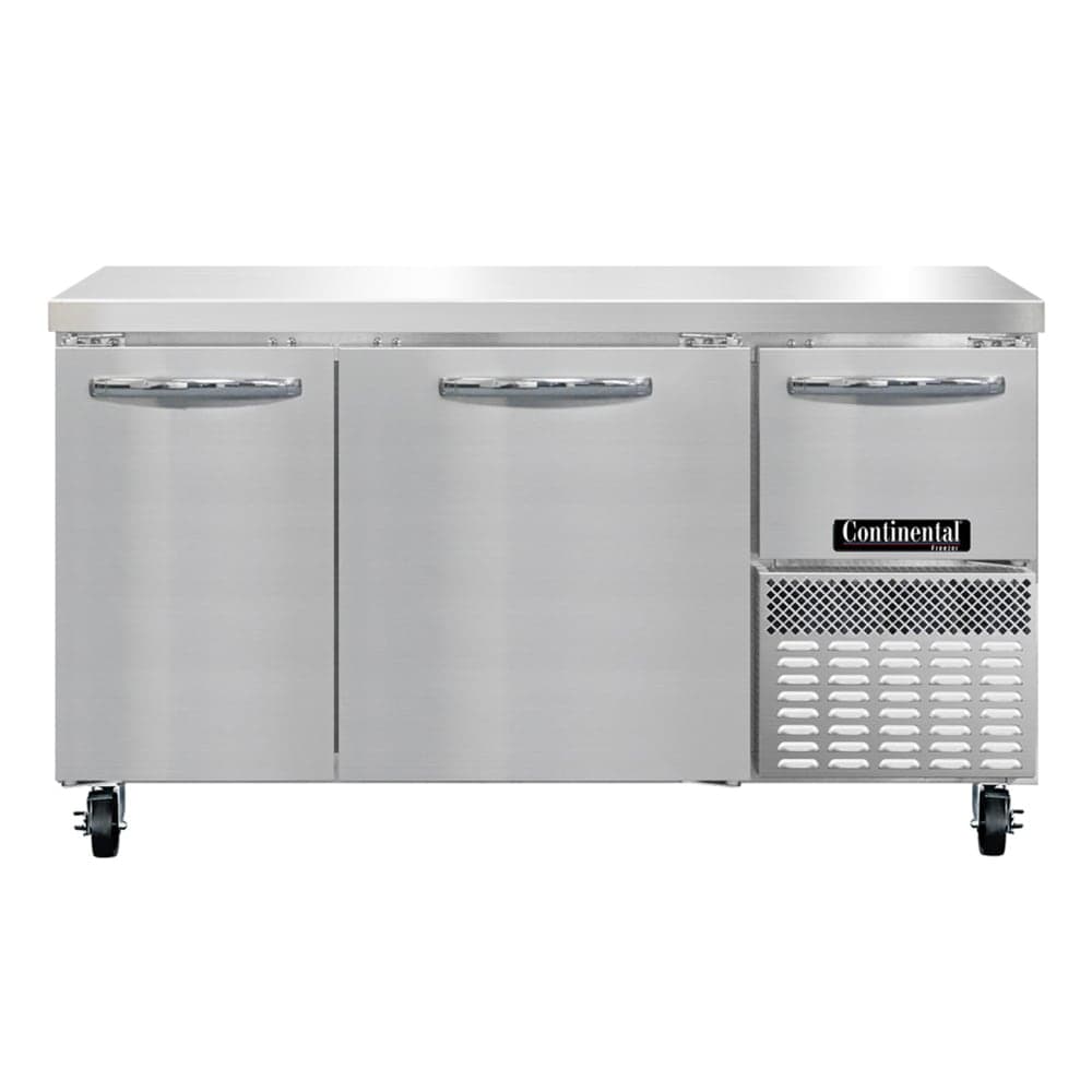 Continental FA60SN 60"W Worktop Freezer w/ (3) Sections & (3) Doors, 115v