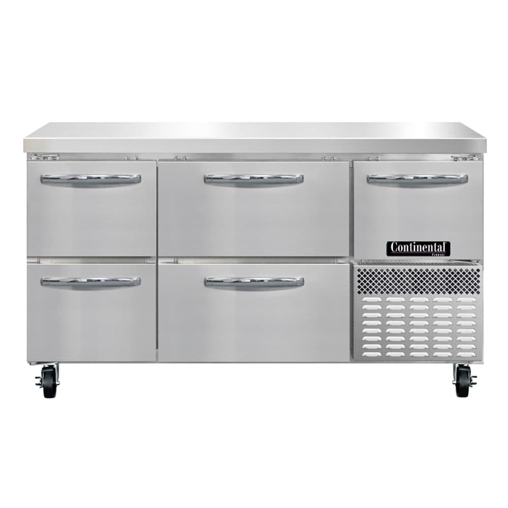 Continental FA60SN-D 60"W Worktop Freezer w/ (3) Sections, (1) Door, (4) Drawers, 115v