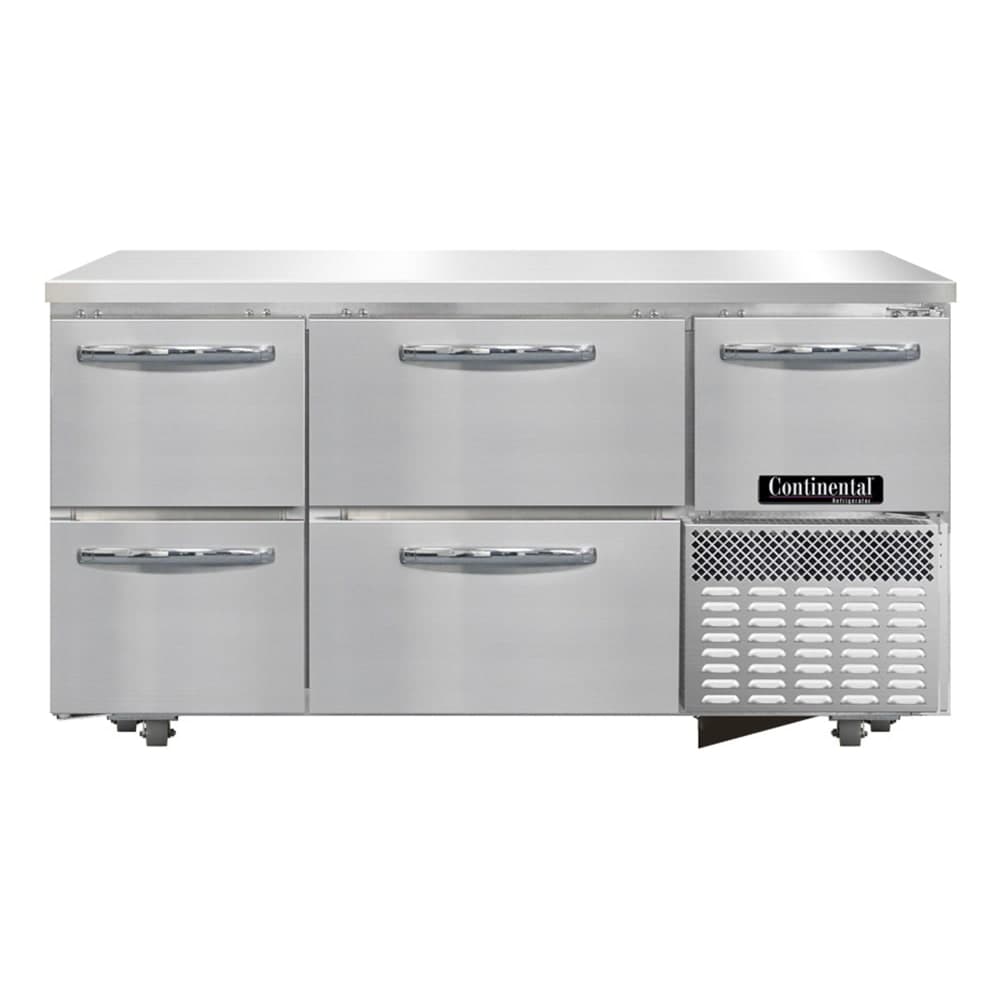 Continental FA60SN-U-D 60"W Undercounter Freezer w/ (3) Sections, (1) Door, (4) Drawers, 115v