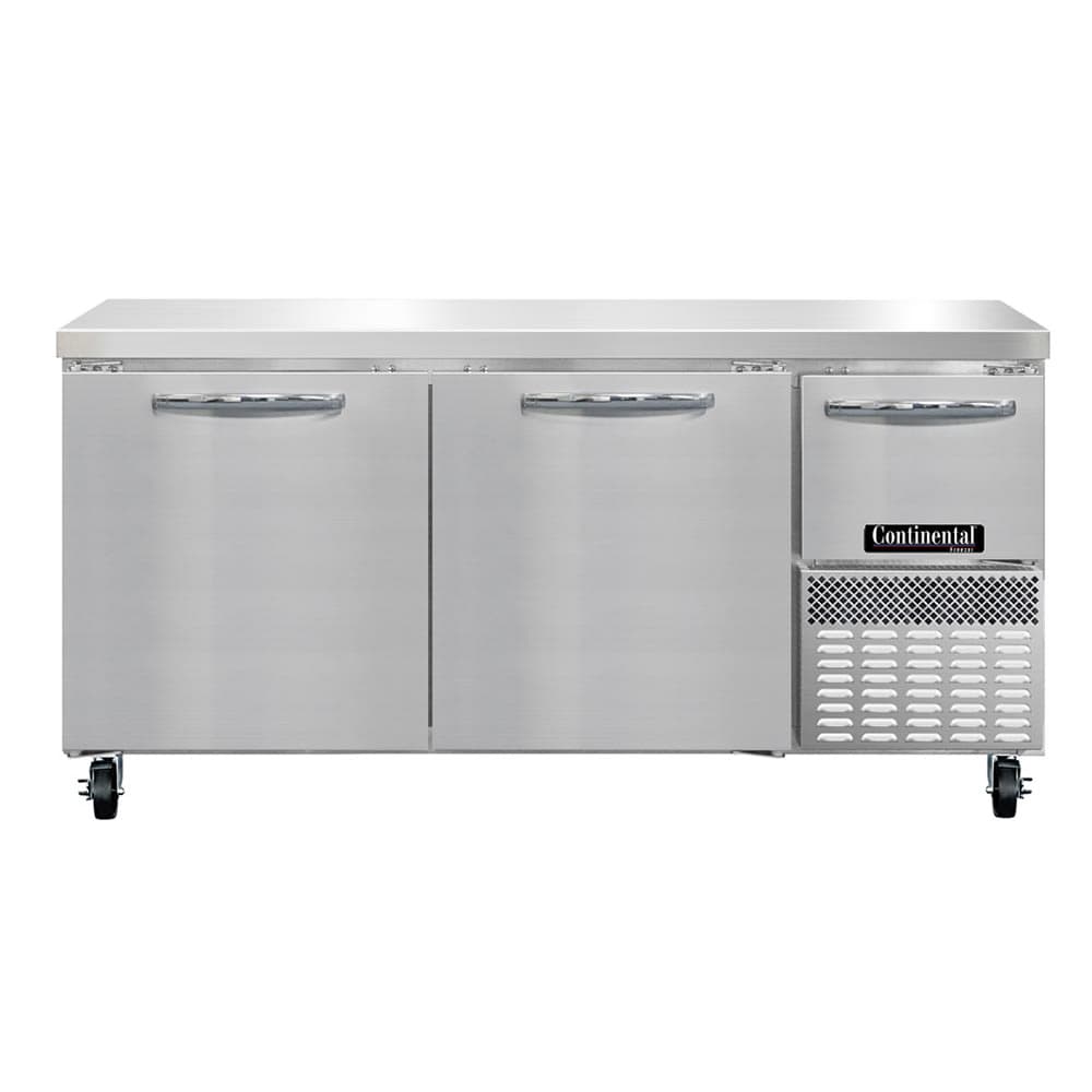 Continental FA68N 68" W Worktop Freezer w/ (3) Sections & (3) Doors, 115v
