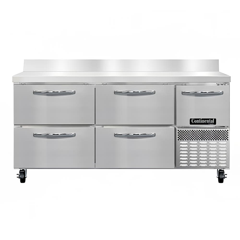 Continental FA68NBS-D 68" W Worktop Freezer w/ (3) Sections, (1) Door, (4) Drawers, 115v