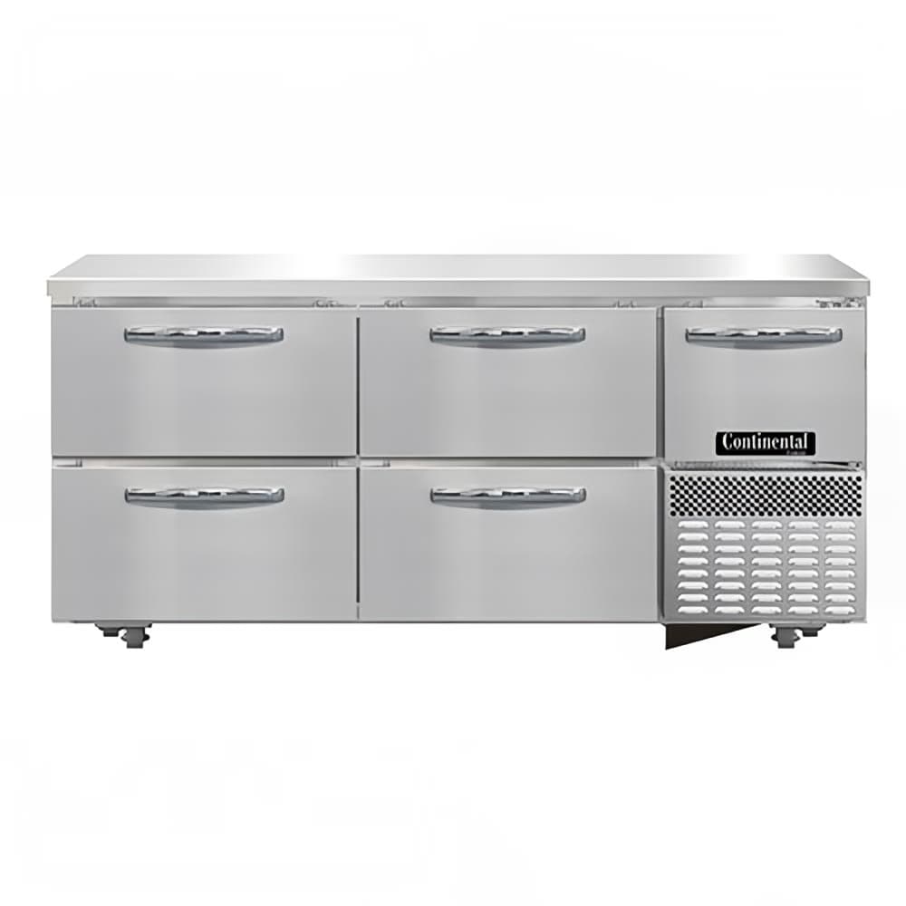 Continental FA68N-U-D 68" W Undercounter Freezer w/ (3) Sections, (1) Door, (4) Drawers, 115v