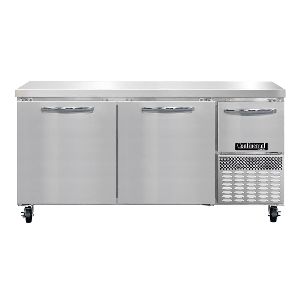Continental FA68SN 68"W Worktop Freezer w/ (3) Sections & (3) Doors, 115v