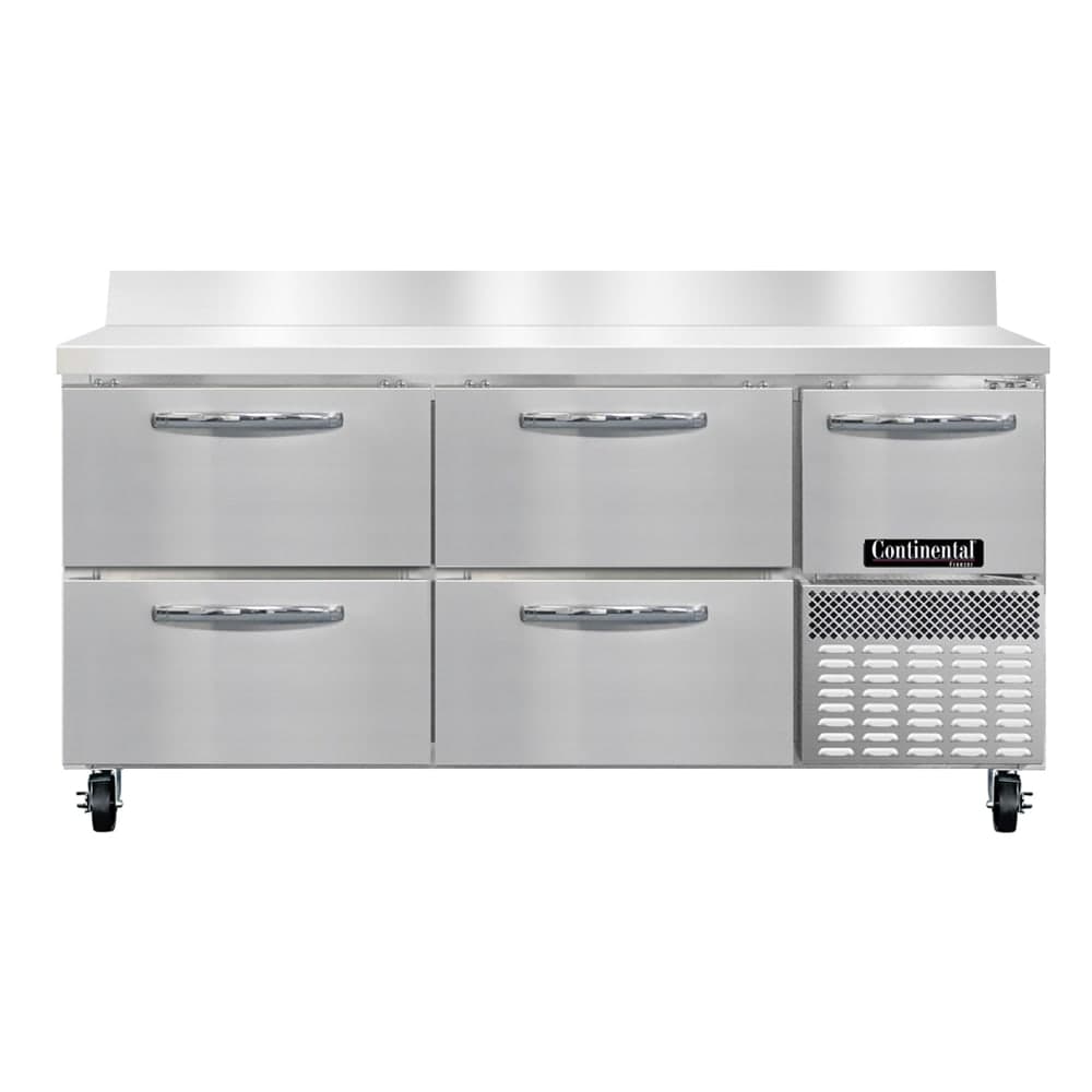 Continental FA68SNBS-D 68"W Worktop Freezer w/ (3) Sections, (1) Door, (4) Drawers, 115v