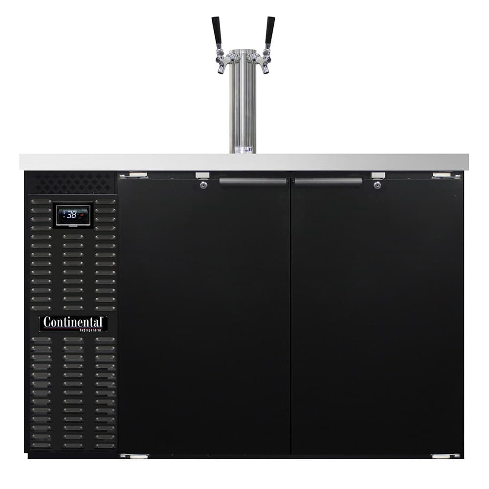 Continental KC50N 50" Kegerator Beer Dispenser w/ (2) Keg Capacity - (1) Column, Black, 115v