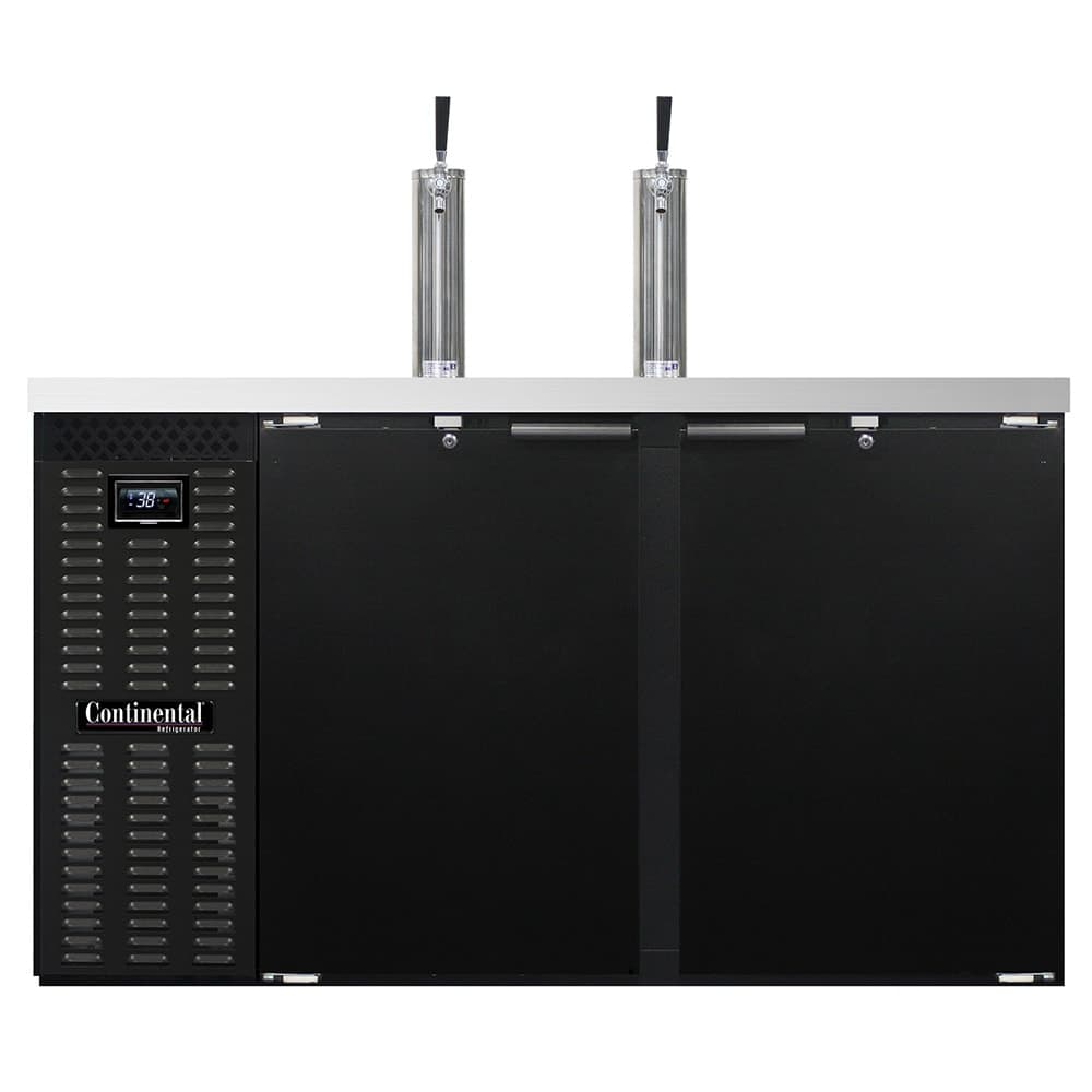 Continental KC59N 59" Kegerator Beer Dispenser w/ (2) Keg Capacity - (2) Columns, Black, 115v