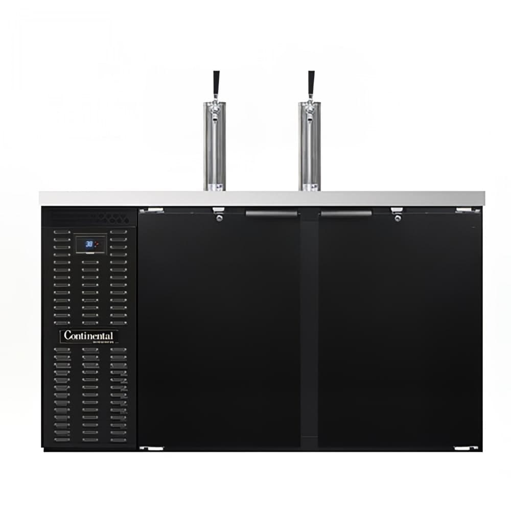 Continental KC59SN 59" Kegerator Beer Dispenser w/ (2) Keg Capacity - (2) Column, Black, 115v