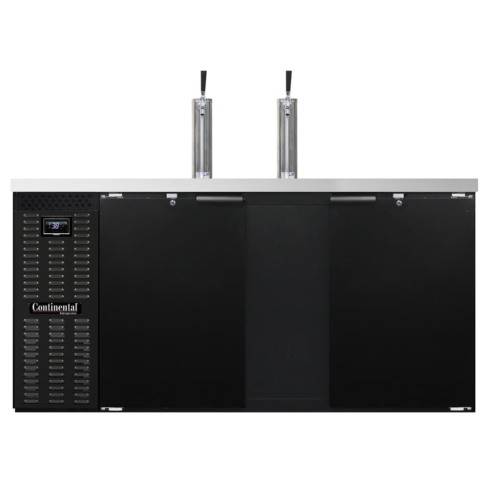 Continental KC69N 69" Kegerator Beer Dispenser w/ (3) Keg Capacity - (2) Columns, Black, 115v