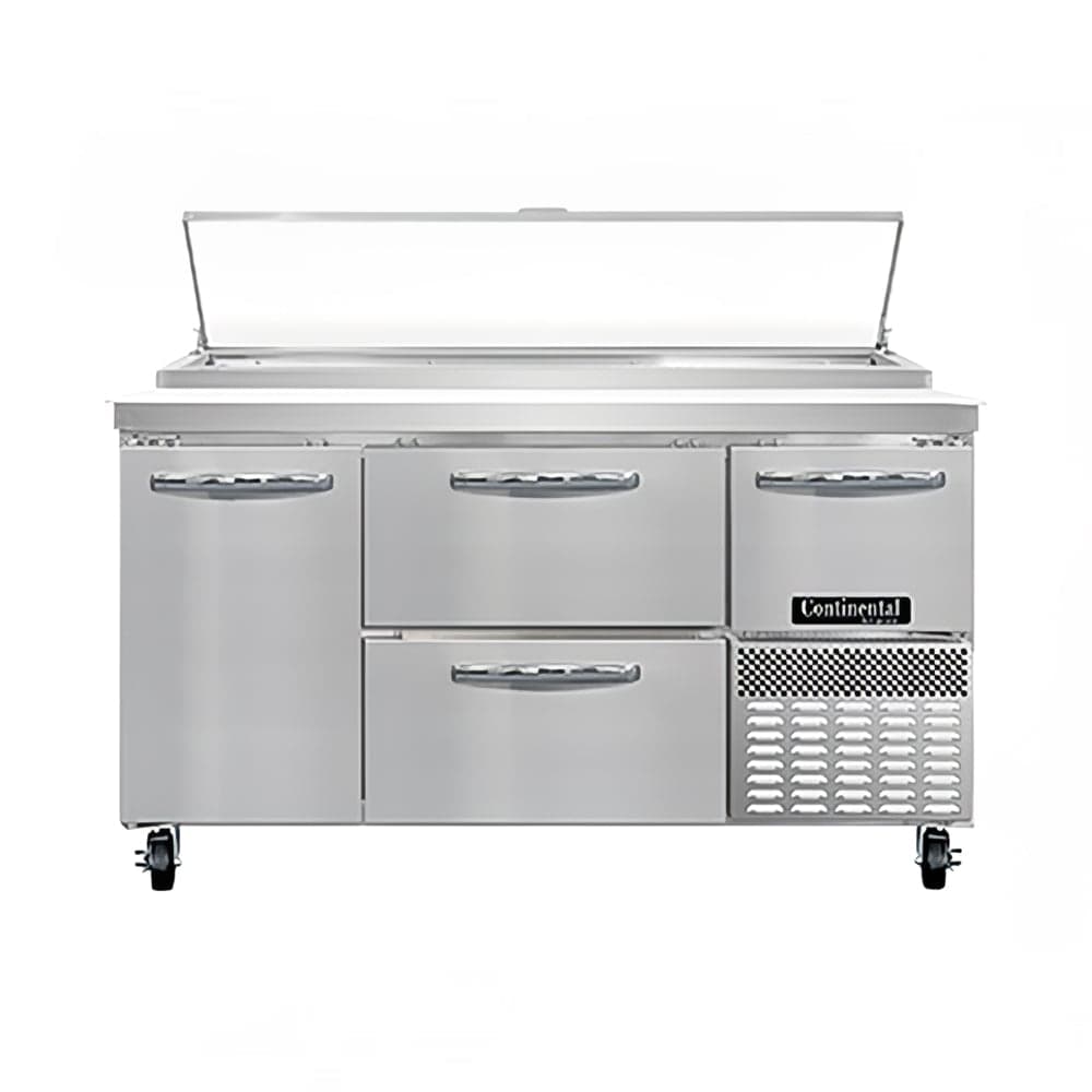 Continental PA60N-D 60" Pizza Prep Table w/ Refrigerated Base, 115v