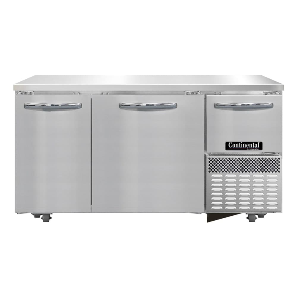 Continental RA60SN-U 60"W Undercounter Refrigerator w/ (3) Sections & (3) Doors, 115v