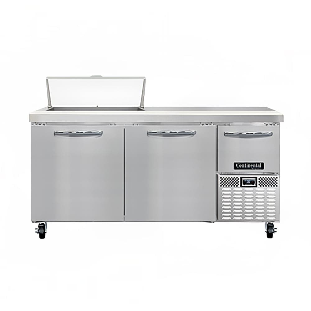 Continental RA68N8 68" Pizza Prep Table w/ Refrigerated Base, 115v