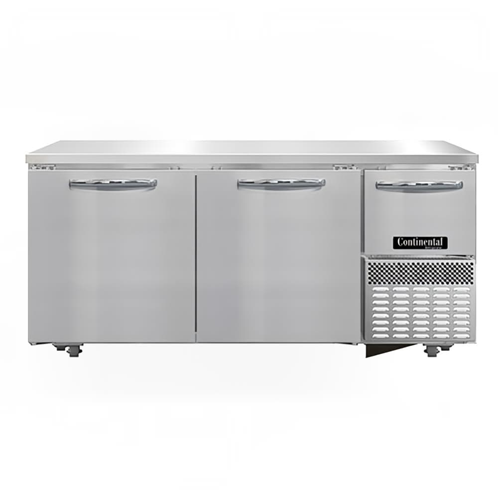 Continental RA68N-U 68" W Undercounter Refrigerator w/ (3) Sections & (3) Doors, 115v