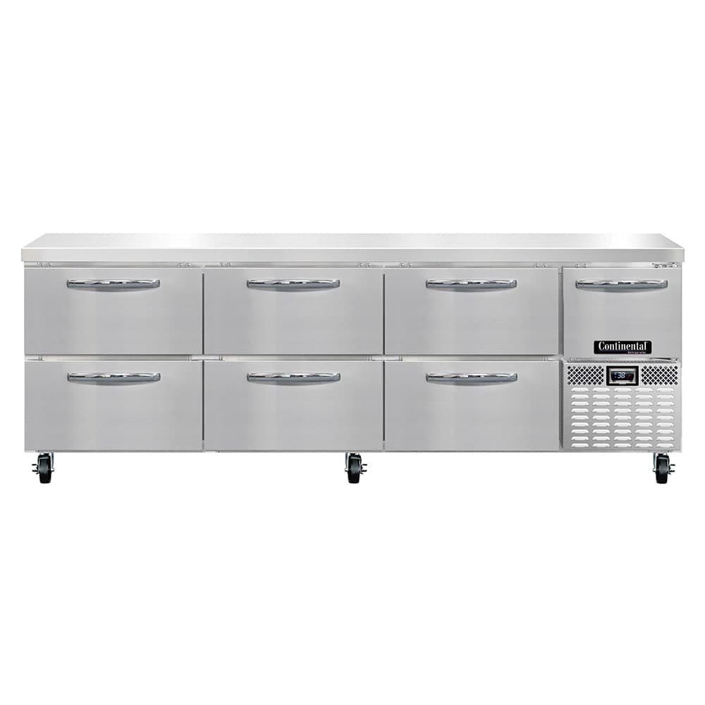 Continental RA93N-D 93" Worktop Refrigerator w/ (4) Sections, 115v
