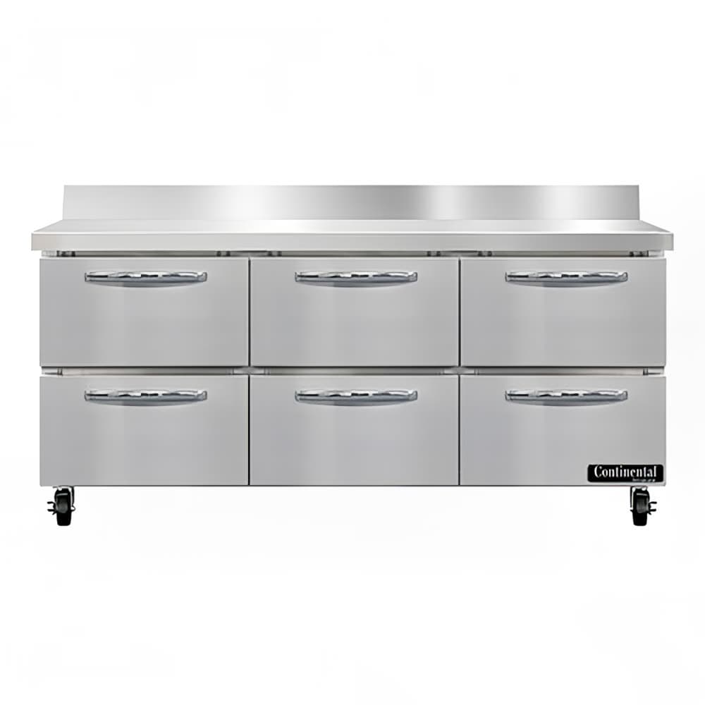 Continental SW72NBS-D 72" Worktop Refrigerator w/ (3) Sections, 115v