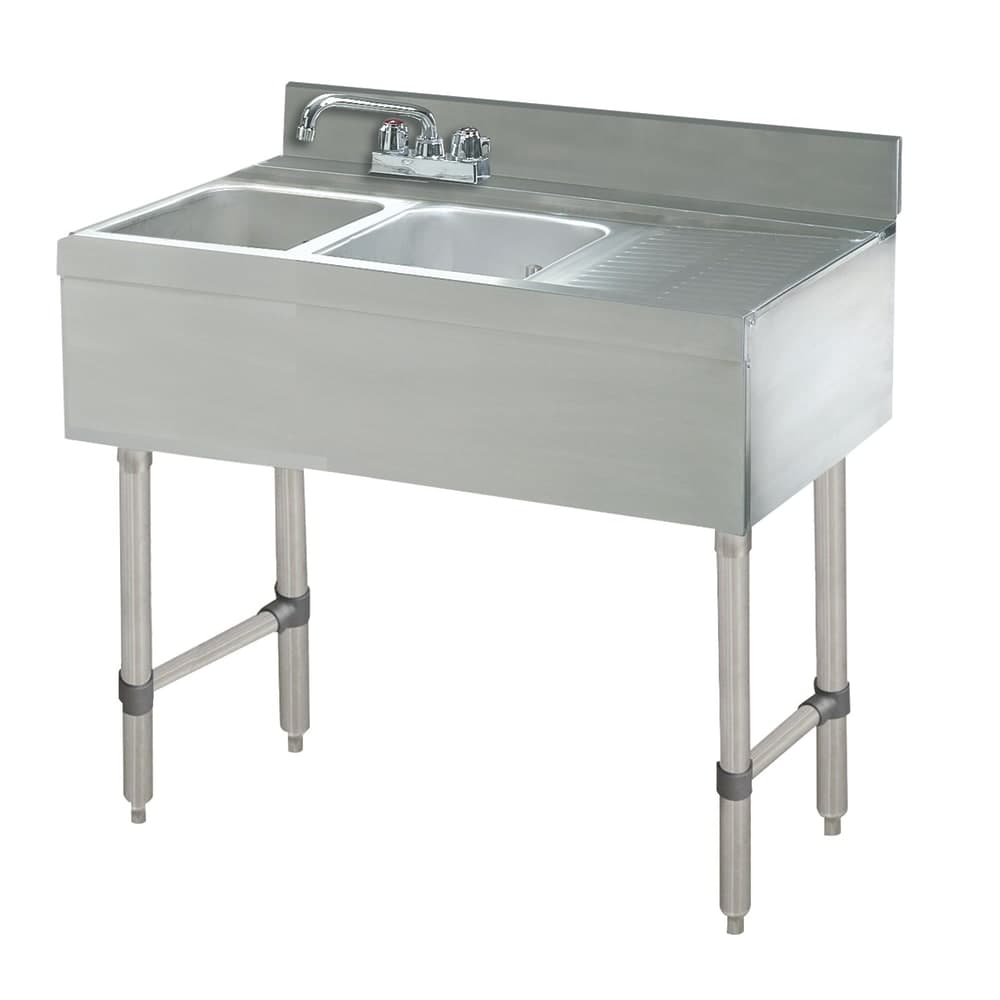 Advance Tabco CRB-32L 36" 2 Compartment Sink w/ 10"L x 14"W Bowl, 10" Deep