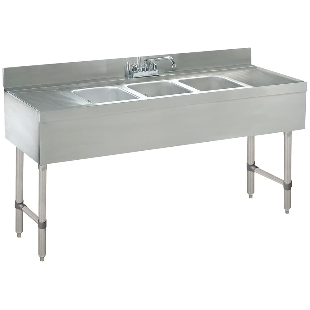 Advance Tabco CRB-83C 96" 3 Compartment Sink w/ 10"L x 14"W Bowl, 10" Deep