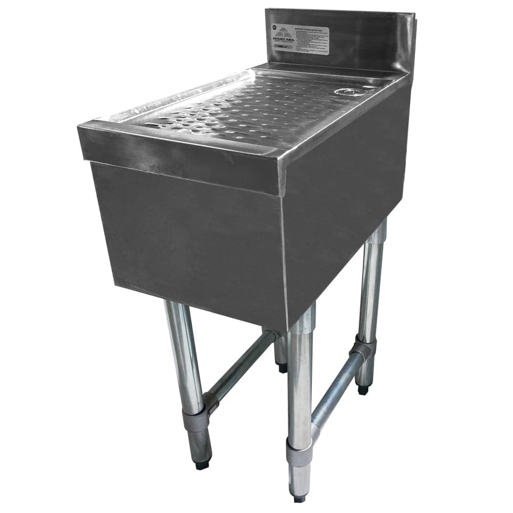 Advance Tabco CRD-12 12" Bar Type Modular Drainboard w/ 4" Splash, Stainless