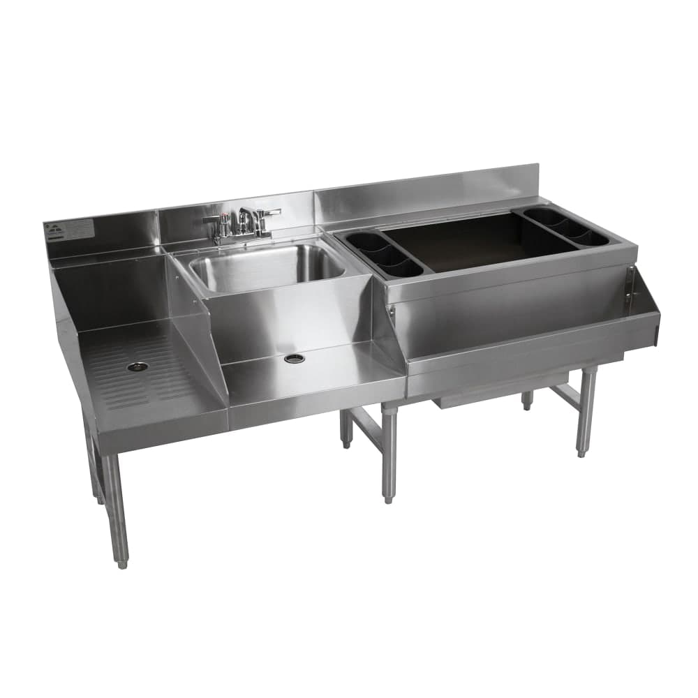 Advance Tabco CRU-60R-7 60" Underbar Basics™ Cocktail Station w/ 98 lb Ice Bin, Stainless Steel