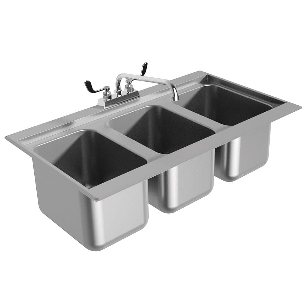 Advance Tabco DBS-3 36" 3 Compartment Sink w/ 10"L x 14"W Bowl, 10" Deep